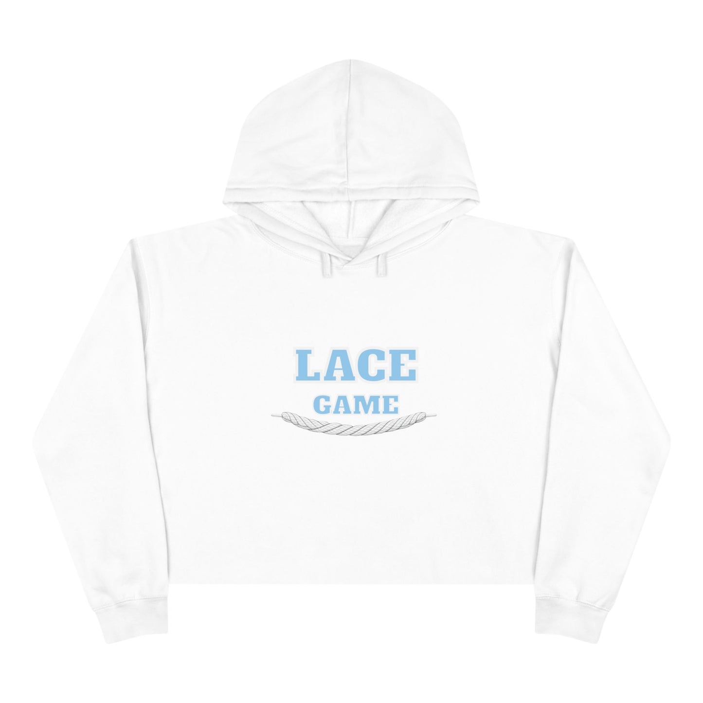 Lace Game Cropped Hoodie — Athletic Casual Crop Sweatshirt with Rope Lace Graphic