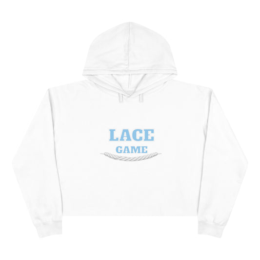 Lace Game Cropped Hoodie — Athletic Casual Crop Sweatshirt with Rope Lace Graphic