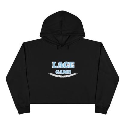 Lace Game Cropped Hoodie — Athletic Casual Crop Sweatshirt with Rope Lace Graphic